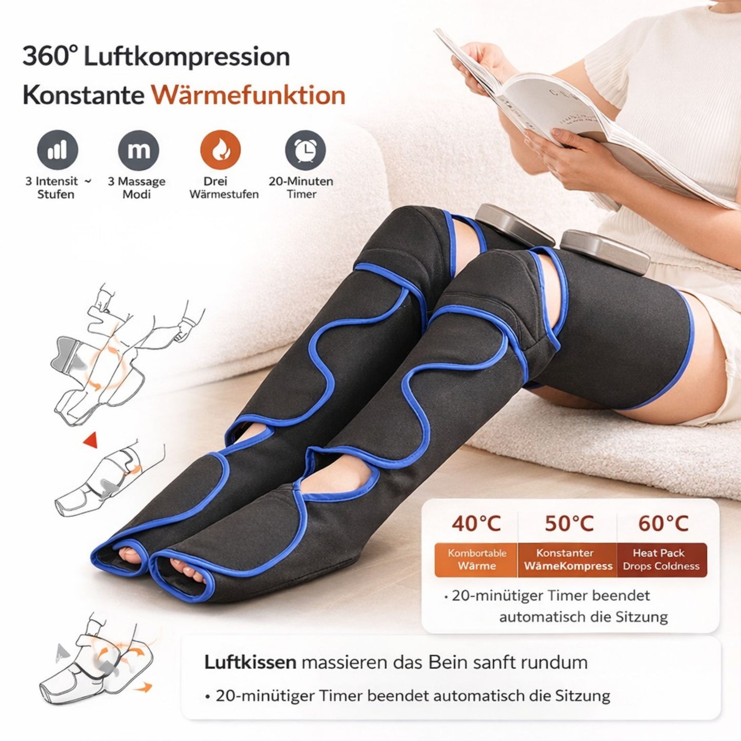 Beinmassagegerät mit Wärme